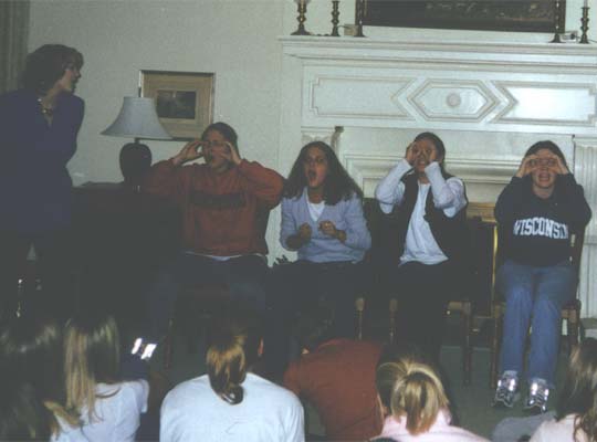 stage show pic: shoes as binoculars